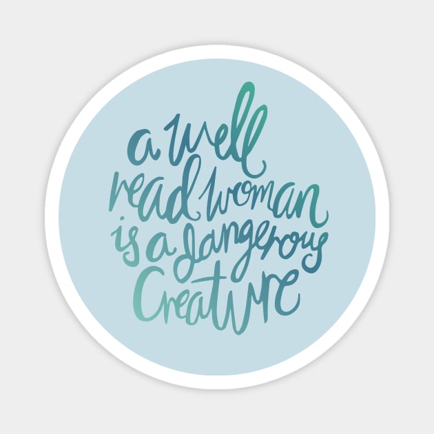 Well Read Woman Blue Magnet by KitCronk